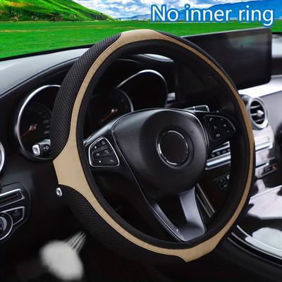 Pu Leather Breathable 3d Three-dimensional Mesh Without Inner Ring Car Steering Wheel Cover, Suitable For 37-38cm Car Accessories