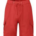 Mens Casual Non Stretch Loose Fit Drawstring Cargo Shorts With Pockets, Male Clothes For Summer