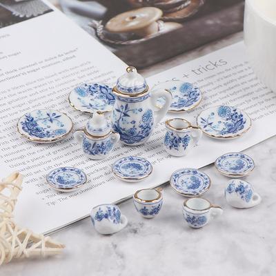 15pcs/set Vintage Miniature White Porcelain Tea Se...