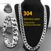 2pcs/set Necklace Bracelet Set For Men And Women, Classic Fashion Y2k Stainless Steel Cuban Necklace, Domineering Hip-hop Punk Rock Nk Chain For Men And Couples