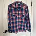 American Eagle Outfitters Tops | American Eagle Outfitters Women's Plaid Pearl Snap Boyfriend Fit Button Down Xl | Color: Blue/Red | Size: Xl