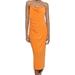 Zara Dresses | New Zara Midi Slip Dress With Draped Neckline Orange Size Small | Color: Orange | Size: S