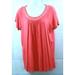 Michael Kors Tops | Michael Kors Womens M Coral Top Beaded Neckline Short Sleeve Blouse Size M | Color: Red | Size: M