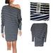 Free People Dresses | Free People Cold Shoulder Mini Sweater Dress Long Sleeve Striped Size Small | Color: Blue/White | Size: S