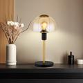 Lampe de table lampe de lecture lampe de table verre doré touche chambre, métal noir, 1x douille