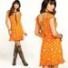 Free People Dresses | Free People “Like A Lady” Orange Lined Printed Mini Size S Linen Flowy Dress Euc | Color: Blue/Orange | Size: S