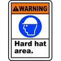 INDIGOS UG - Aluminum composite panel - Safety - Warning - Warning Hard Hat Area Sign 914mmx609mm - Decal for Office - Company - School - Hotel