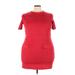 Zara Cocktail Dress - Bodycon High Neck Short sleeves: Red Print Dresses - New - Women's Size 3X