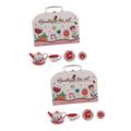 Abaodam 2 Sets Toy Tea Set Kids Tea Set Toy Play House Toy Simulation Tea Set Childrens Toys Children’s Toys Afternoon Tea Time Playset Tea Party Portable Teapot Gift Box Cup Carton Red