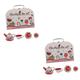 UPKOCH 2 Sets Toy Tea Set Kids Tea Set Toy Play House Toy Educational Toy Mini Tea Set Toy Simulation Tea Set Toys Food Toy Ceramic Tea Mug Portable Teapot Gift Box Cup Child Tinplate Red