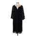 Isaac Mizrahi LIVE! Casual Dress - Shift: Black Print Dresses - Women's Size Large