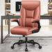 KERDOM Ashendon Ergonomic Executive Chair w/ Headrest Upholstered, Leather in Gray | 44.1 H x 27.6 W x 27.6 D in | Wayfair ML-5199-H-Brown