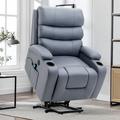 Latitude Run® Oversized Power Lift Recliner Chair w/ Massage & Heat for Elderly People Microfiber/Microsuede in Blue | Wayfair