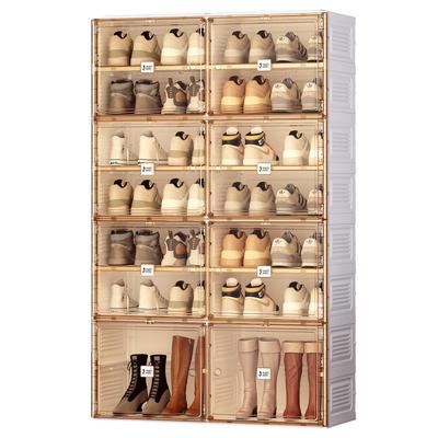 Portable Stackable Shoe Storage Cabinet with Doors and Shelves for Living Room