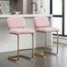 2 Counter Height Barstools,Armless Chairs with Gold Metal Chrome Base for Dining Room,Upholstered Boucle Fabric Counter Stools