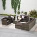 6 Pieces Outdoor Patio Rattan Sofa and Table Furniture Set with Cushion