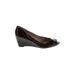 Franco Sarto Wedges: Brown Print Shoes - Women's Size 7 1/2 - Peep Toe