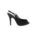 Nina Heels: Slingback Stiletto Cocktail Party Black Print Shoes - Women's Size 7 - Peep Toe