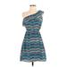 Bar III Casual Dress: Blue Chevron/Herringbone Dresses - Women's Size X-Small