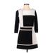 White House Black Market Casual Dress - Mini Crew Neck 3/4 sleeves: Black Print Dresses - Women's Size Small