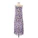 Nightcap Casual Dress - Midi Square Sleeveless: Purple Floral Dresses - Women's Size Medium