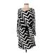 Sandra Darren Casual Dress - Shift Scoop Neck Long sleeves: Black Chevron Dresses - Women's Size 10