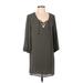 Three Eighty Two Casual Dress - Shift: Gray Solid Dresses - Women's Size Small