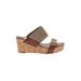 Crown Vintage Wedges: Slide Platform Casual Brown Solid Shoes - Women's Size 11 - Open Toe