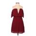 Lovers + Friends Casual Dress - A-Line Open Neckline Short sleeves: Burgundy Solid Dresses - Women's Size Small