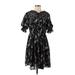 The Kooples Casual Dress - Mini Crew Neck Short sleeves: Black Floral Dresses - Women's Size X-Small