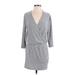 Lou & Grey Casual Dress - Mini V Neck 3/4 sleeves: Gray Marled Dresses - Women's Size Small
