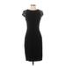 Theia Cocktail Dress - Party Crew Neck Short sleeves: Black Solid Dresses - Women's Size 4