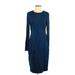 DKNY Casual Dress - Sheath: Blue Solid Dresses - Women's Size 8