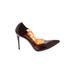 Stella McCartney Heels: Pumps Stilleto Cocktail Party Brown Print Shoes - Women's Size 37 - Pointed Toe