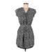 H&M Casual Dress - Shirtdress V Neck Short sleeves: Gray Dresses - Women's Size 6