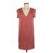 Vince. Casual Dress - Shift Plunge Short sleeves: Burgundy Solid Dresses - Women's Size 6