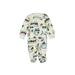 Carter's Long Sleeve Onesie: White Graphic Bottoms - Size 3 Month