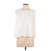 Calvin Klein Sleeveless Blouse: White Stripes Tops - Women's Size Large