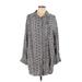 Dress Forum Casual Dress - Mini High Neck Long sleeves: Gray Dresses - Women's Size Large