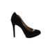 B Brian Atwood Heels: Slip-on Stiletto Minimalist Black Print Shoes - Women's Size 6 1/2 - Round Toe