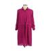 Collective Concepts Casual Dress - Shirtdress High Neck 3/4 sleeves: Pink Solid Dresses - Women's Size Medium