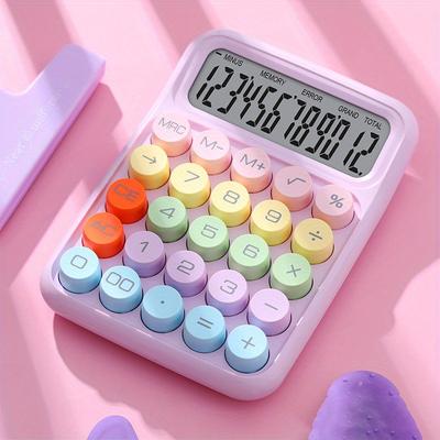 1pc, Candy Color Calculator, Aesthetic Calculator Desktop 12 Digit With Large Lcd Display, Calculator Big Buttons, Calculator Office Or School, Flexible Keyboard Calculator