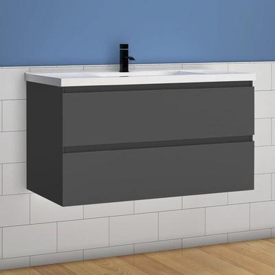 Aica Sanitaire - Waschtisch mit Unterschrank Badmöbel Waschbecken Badezimmer 100cm Anthrazit mit Image