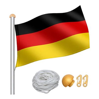 Fahnenmast Alu Flagge Seilzug inkl Deutschlandfahne Flaggenmast Bodenhülse Fahnen Fahnenstange Image