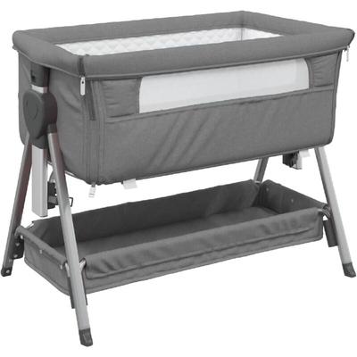 Vidaxl - Babybett mit Matratze Dunkelgrau Leinenstoff Image