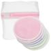 7pcs Resuable Makeup Remover Pads Washable Bamboo Fiber Makeup Remover Pads Set for Women (2 Pieces for Each Color Pink Blue Green 1pc Storage Pouch)