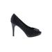 White House Black Market Heels: Slip-on Stilleto Cocktail Party Black Print Shoes - Women's Size 9 - Peep Toe