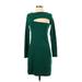 Susana Monaco Casual Dress - Sheath Crew Neck Long sleeves: Green Print Dresses - Women's Size Small