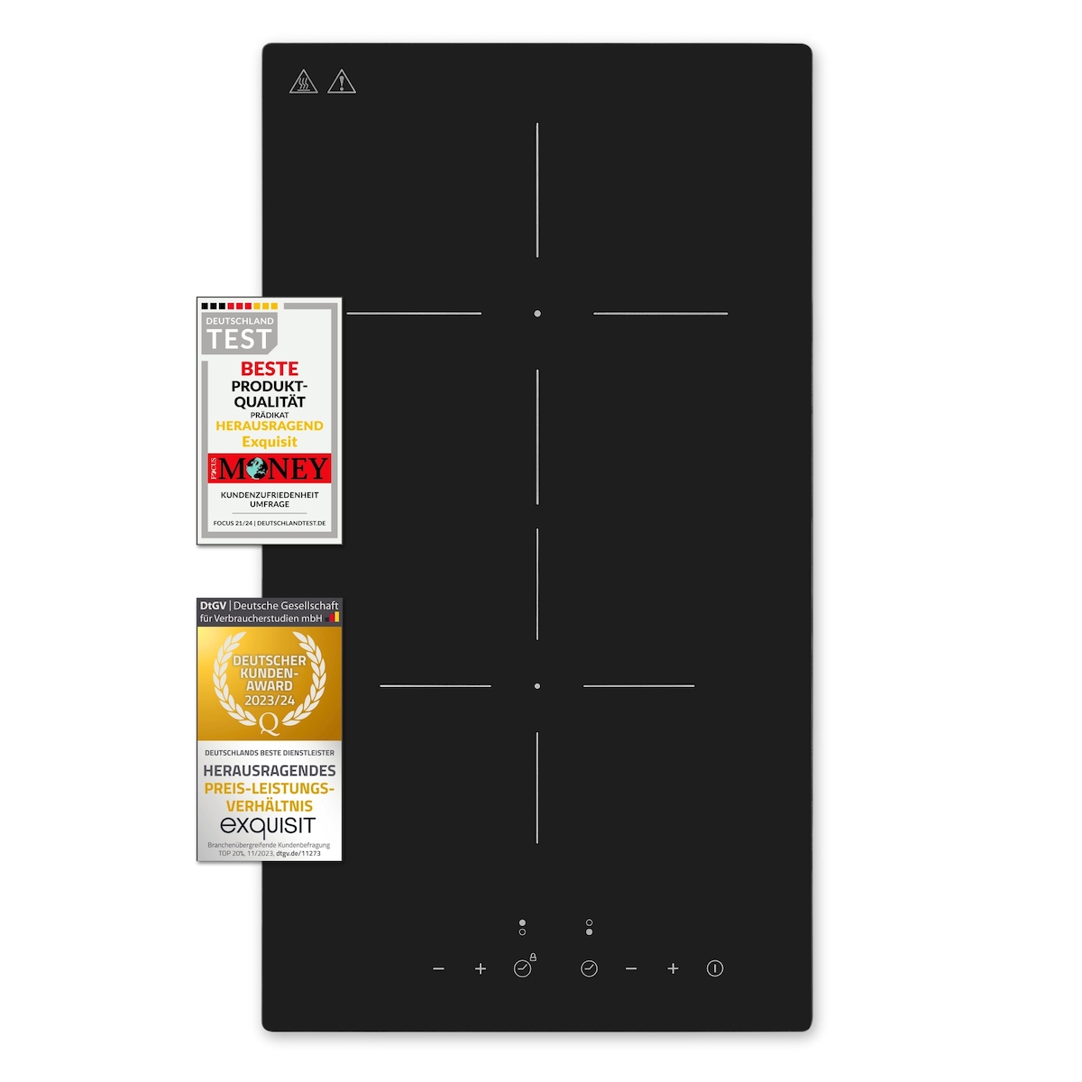 Exquisit Kochfeld EKC 300-380 | Glaskeramik | Touch Control | 2 Kochstellen | Rahmenlos | 3000 W Image
