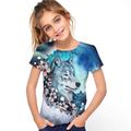 Fille 3D Animal Floral Loup T-shirt Manche Courte 3D effet Eté Printemps Actif Mode Le style mignon Polyester Enfants 3-12 ans Extérieur du quotidien Standard